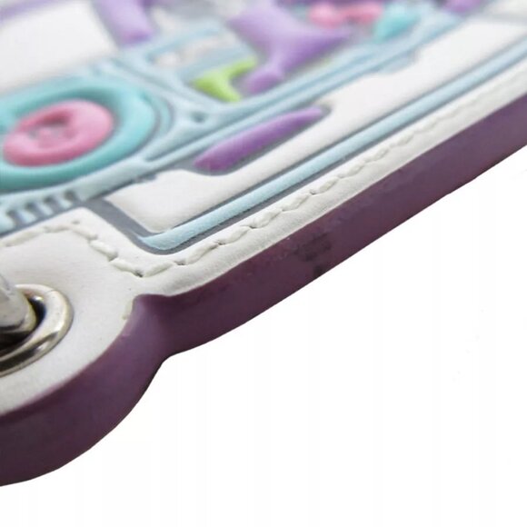 Auth LOUIS VUITTON Monogram Comics charm Key ring / Silver leather/metal s0493j - Picture 7 of 8